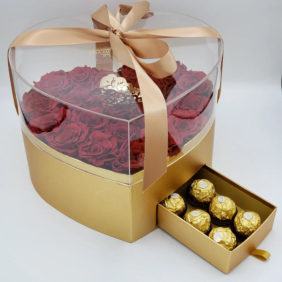Big Acrylic Heart Box-Freshly Cut Natural Roses *FREE LOCAL DELIVERY ONLY 9 LEFT!!!